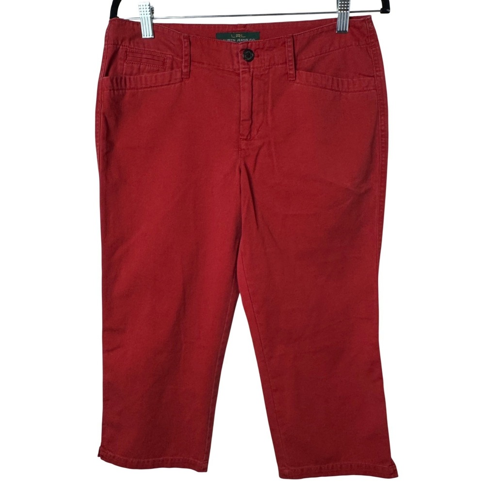 Lauren Jeans Co Ralph Lauren Cropped Pants Womens 4 Red Chino Capris‎ LRL